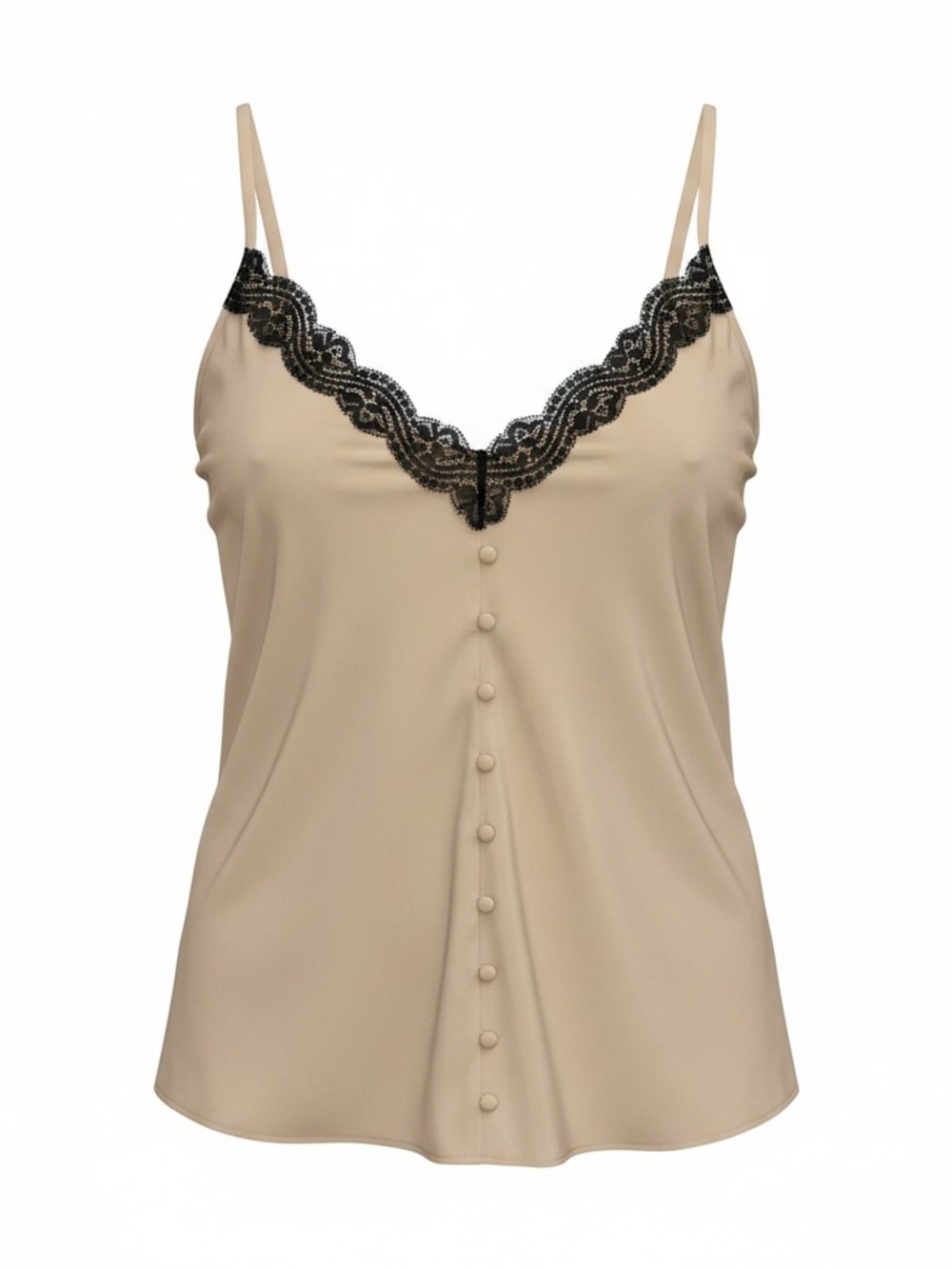Torrid Peach Blush Chablis Lace Trim Cami Top - Faux Button Front - Size 1 (1X)